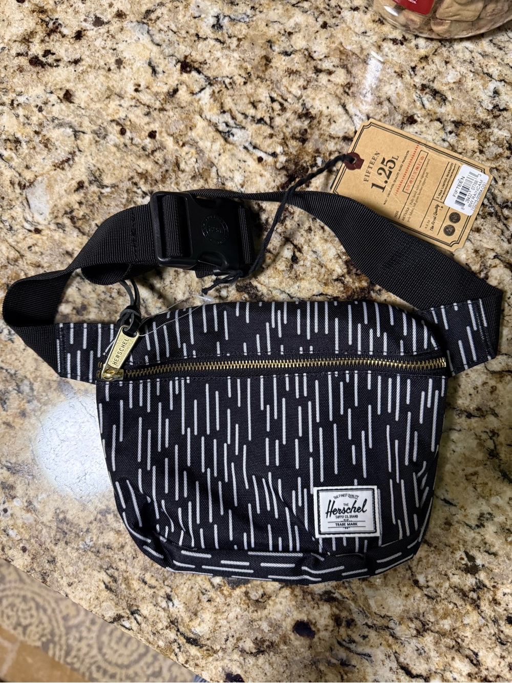 Herschel Supply Company Black with White Dash Belt Bag